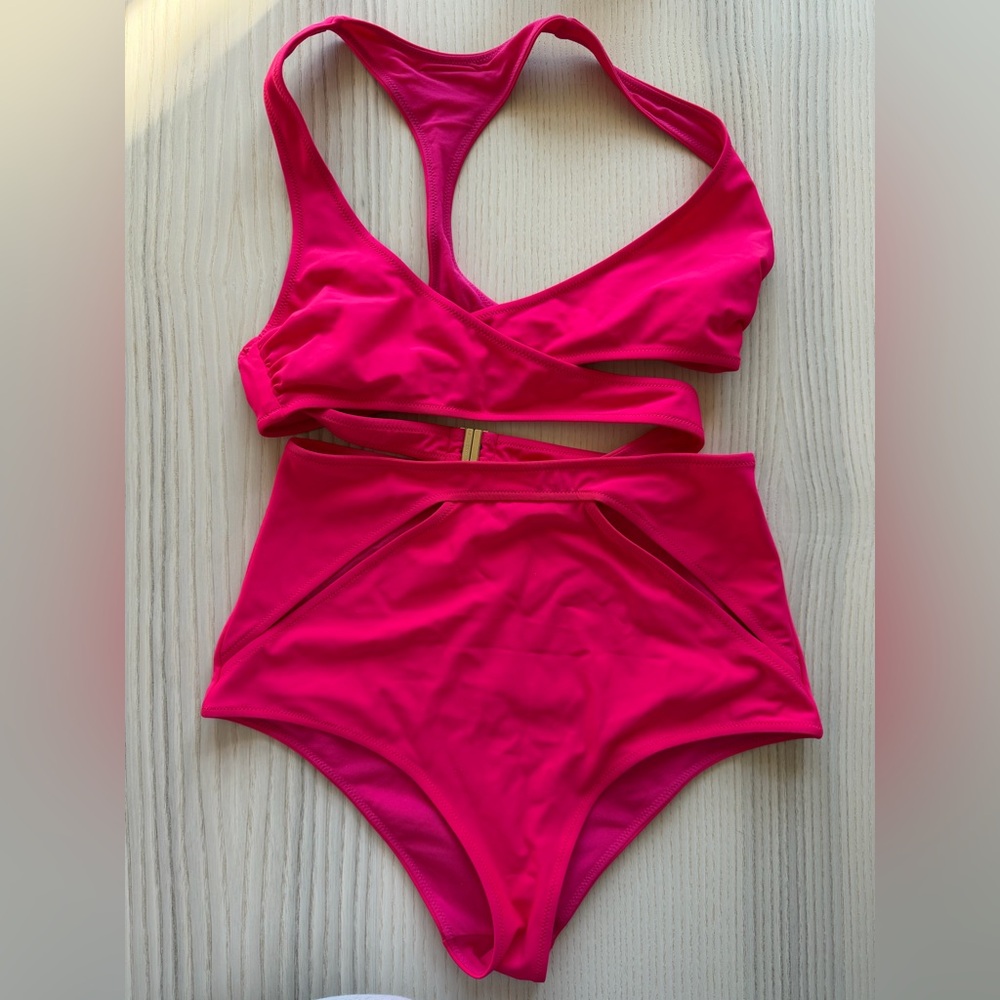 Stella McCartney Fuchsia Pink High-Waisted Bikini Set - Size S